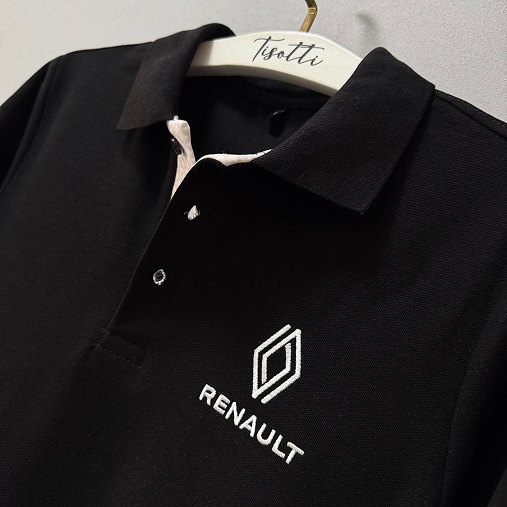 <p>Renault firması için dijital pat tasarımlı <strong>nakışlı polo yaka lakast tişört</strong></p>