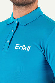 Turkuaz Polo Yaka Baskılı Lakost Tişört