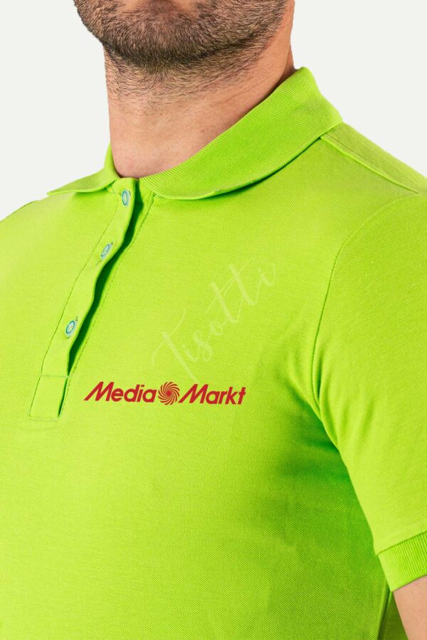 Baskılı Fıstık Yeşili Polo Yaka Tişört